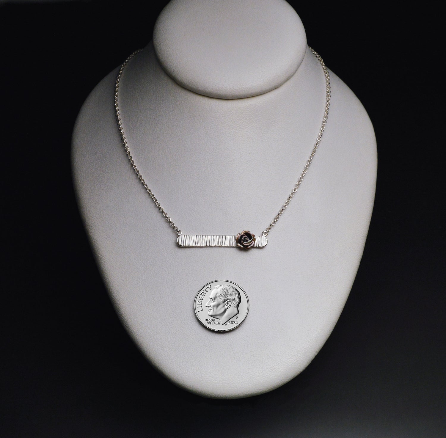 Textured Bar Pendant with Pearl