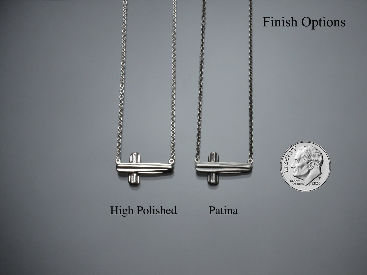 Angel Hair V Strawcast Sideways Cross Pendant