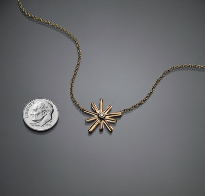 Gold Siena Strawcast Flower Pendant with Diamond