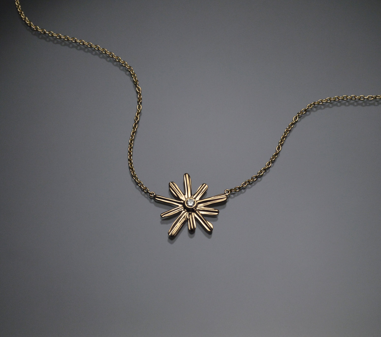Gold Siena Strawcast Flower Pendant with Diamond