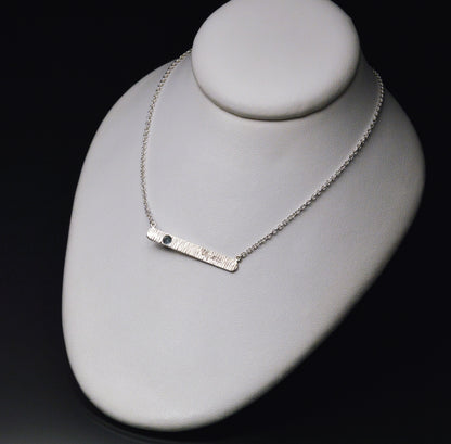 Textured Bar Pendant with Gemstone