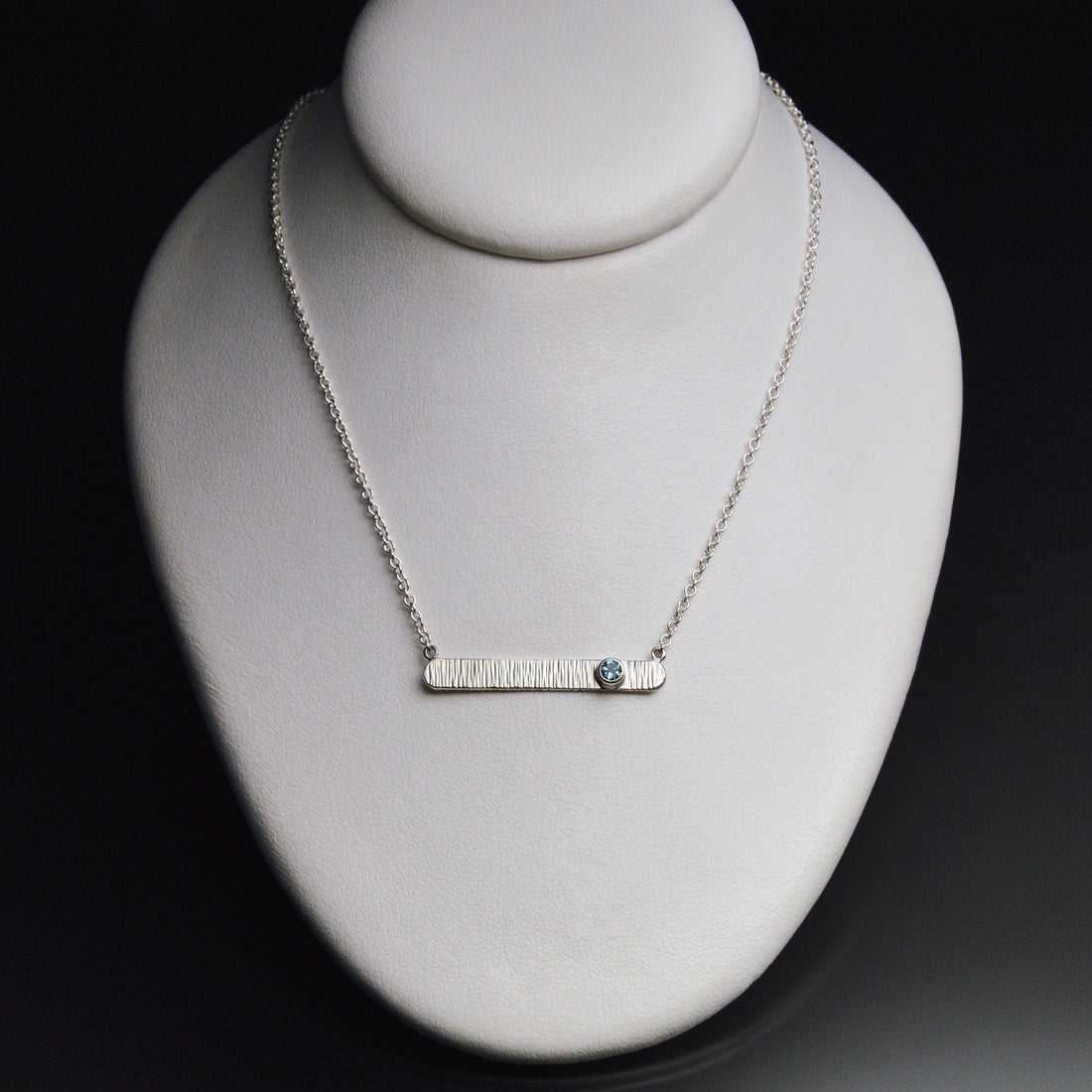 Textured Bar Pendant with Gemstone