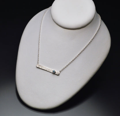 Textured Bar Pendant with Gemstone