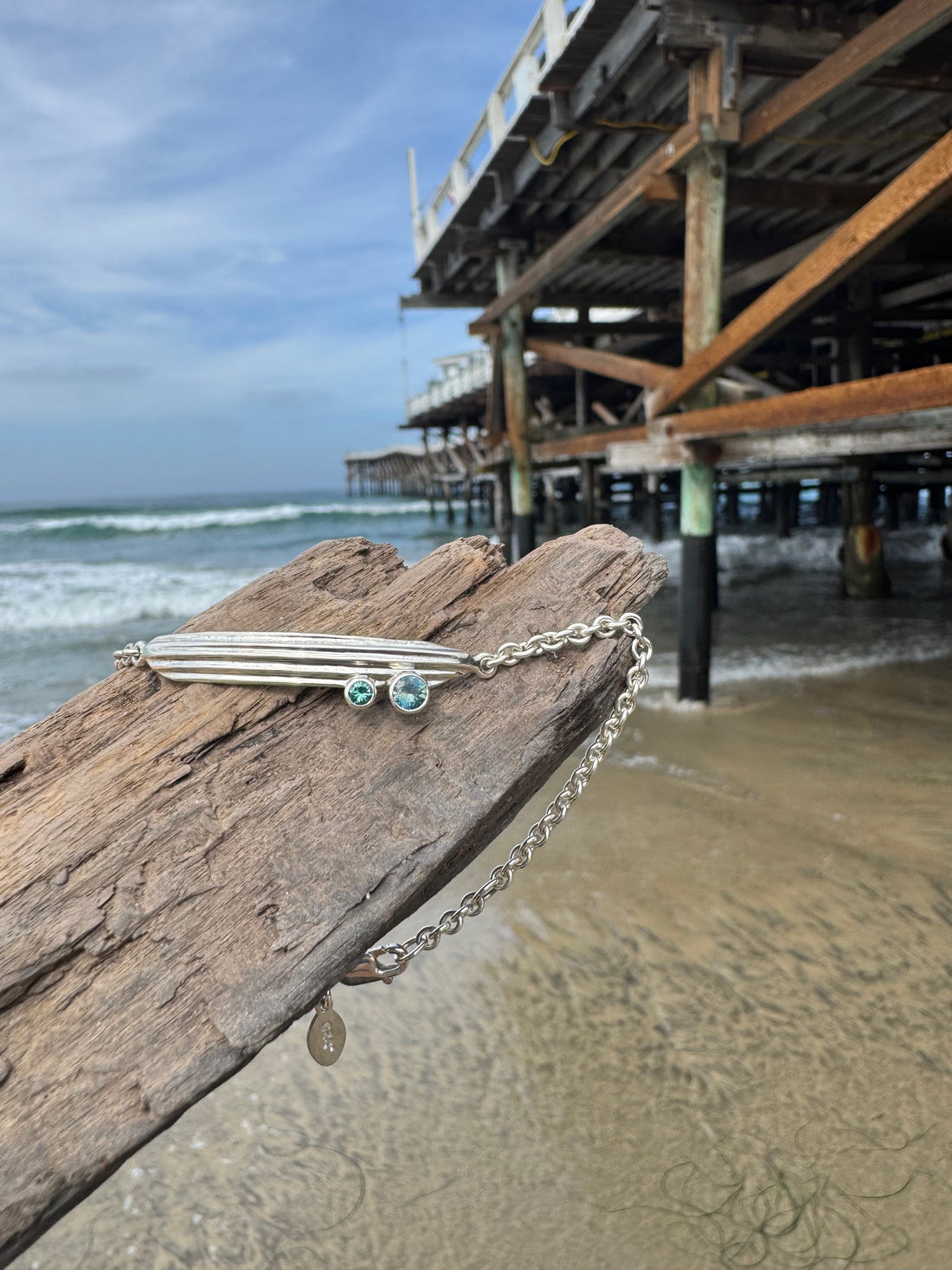 Strawcast Bar Bracelet w/ Montana Sapphire &amp; Afghan Tourmaline