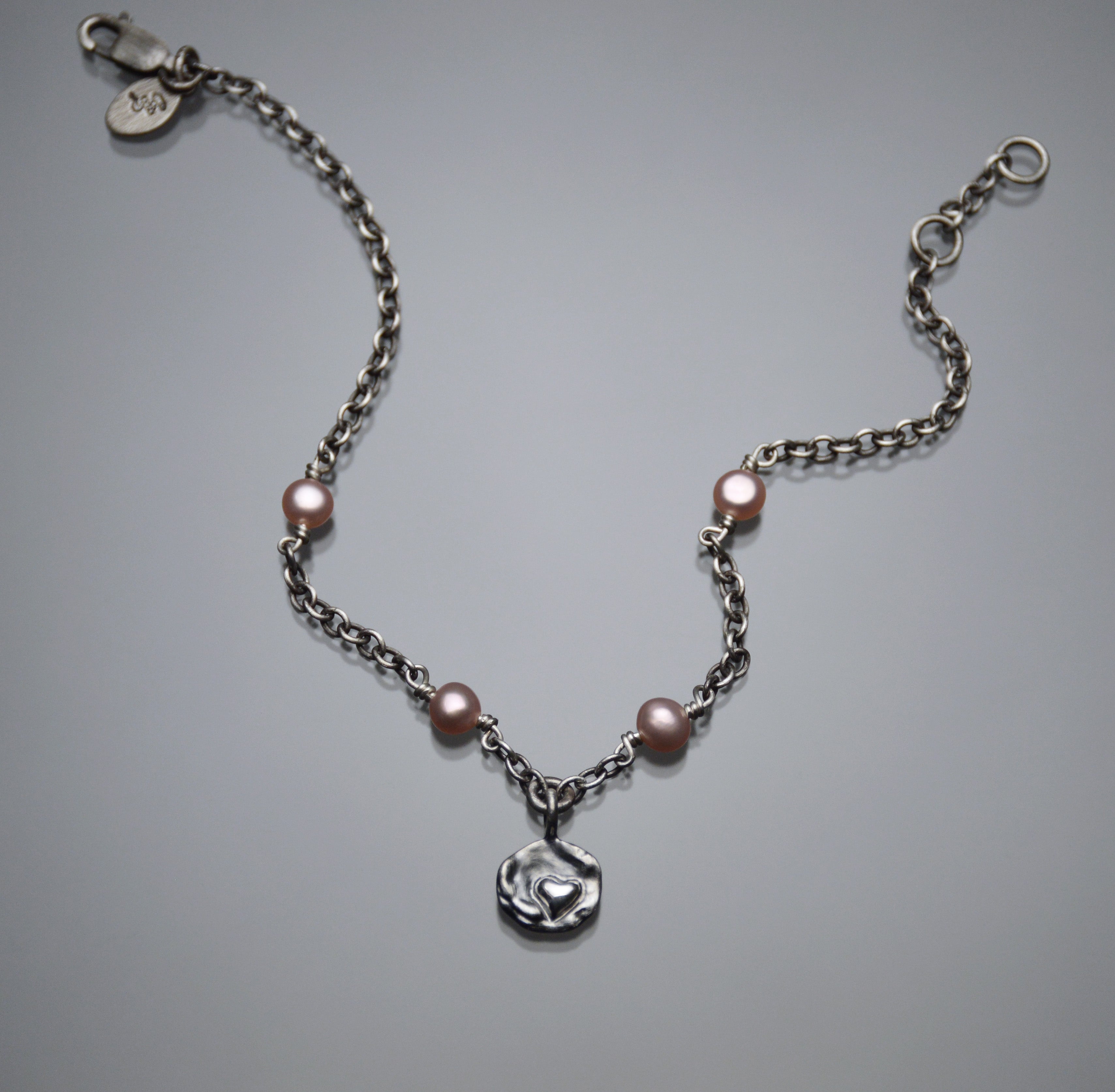 Sardara Watercast Heart Bracelet with Champagne Pearls