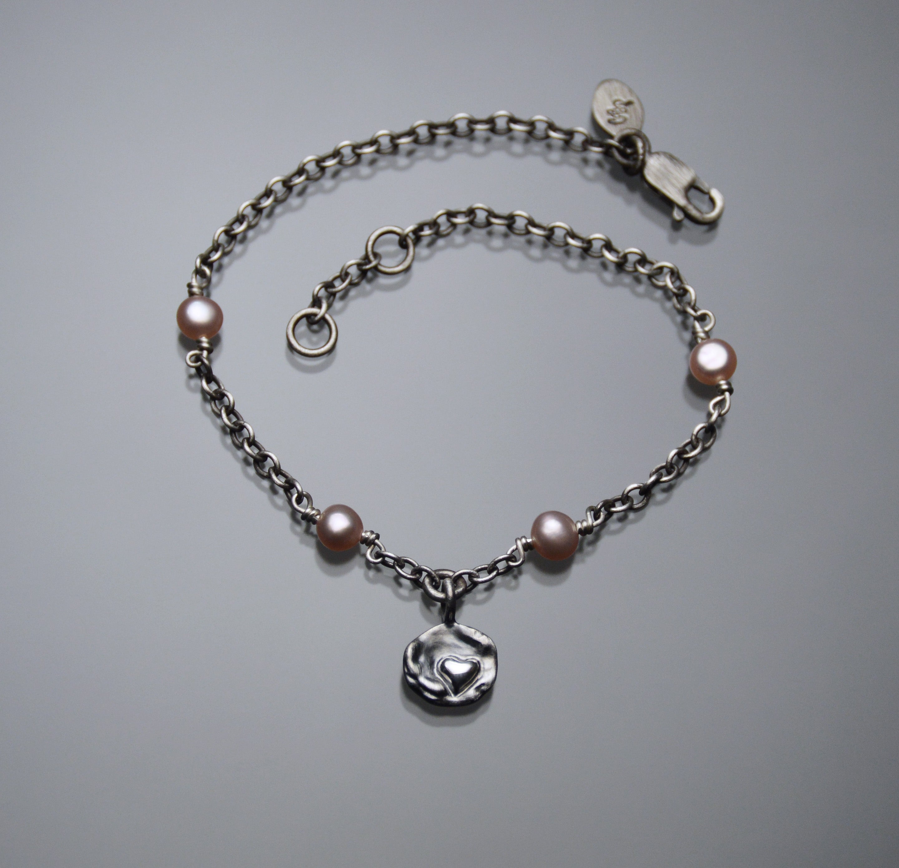 Sardara Watercast Heart Bracelet with Champagne Pearls