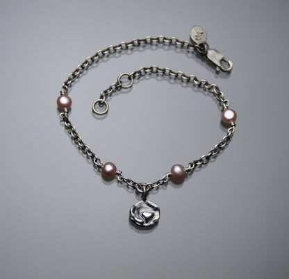 Sardara Watercast Heart Bracelet with Champagne Pearls