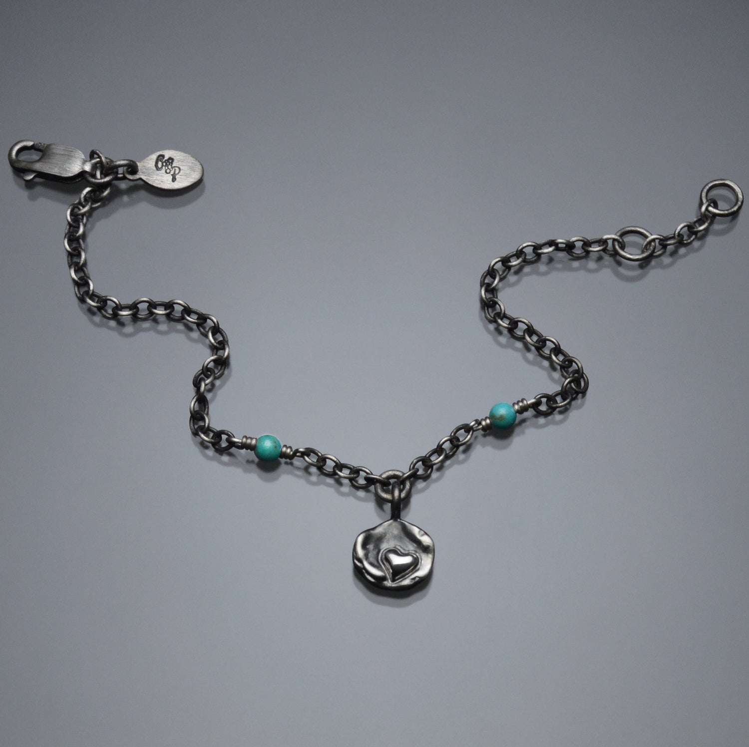 Sardara Watercast Heart Bracelet with Turquoise