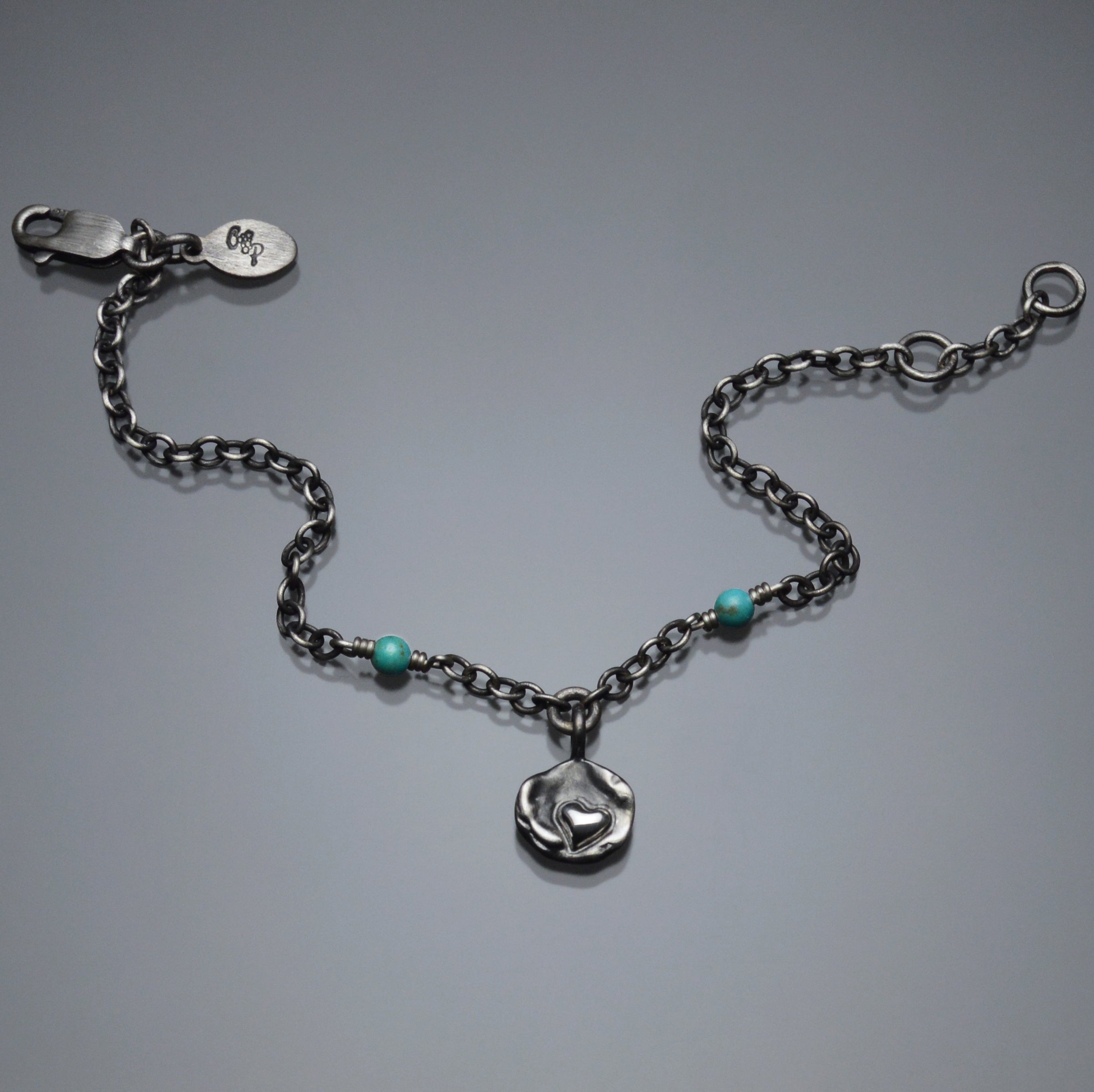 Sardara Watercast Heart Bracelet with Turquoise