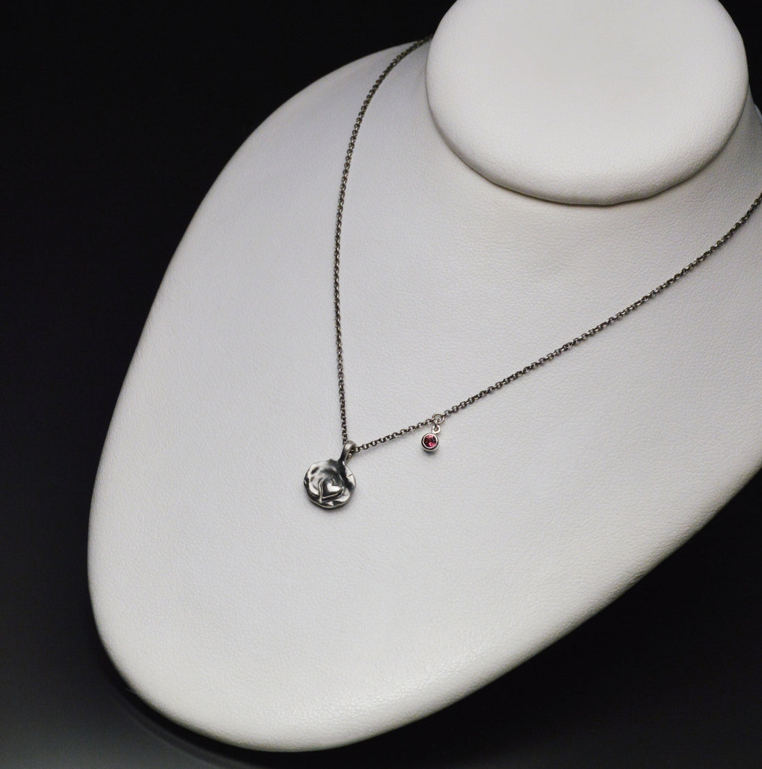 Sardara Watercast Heart Pendant with Grape Garnet Accent