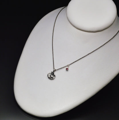 Sardara Watercast Heart Pendant with Grape Garnet Accent