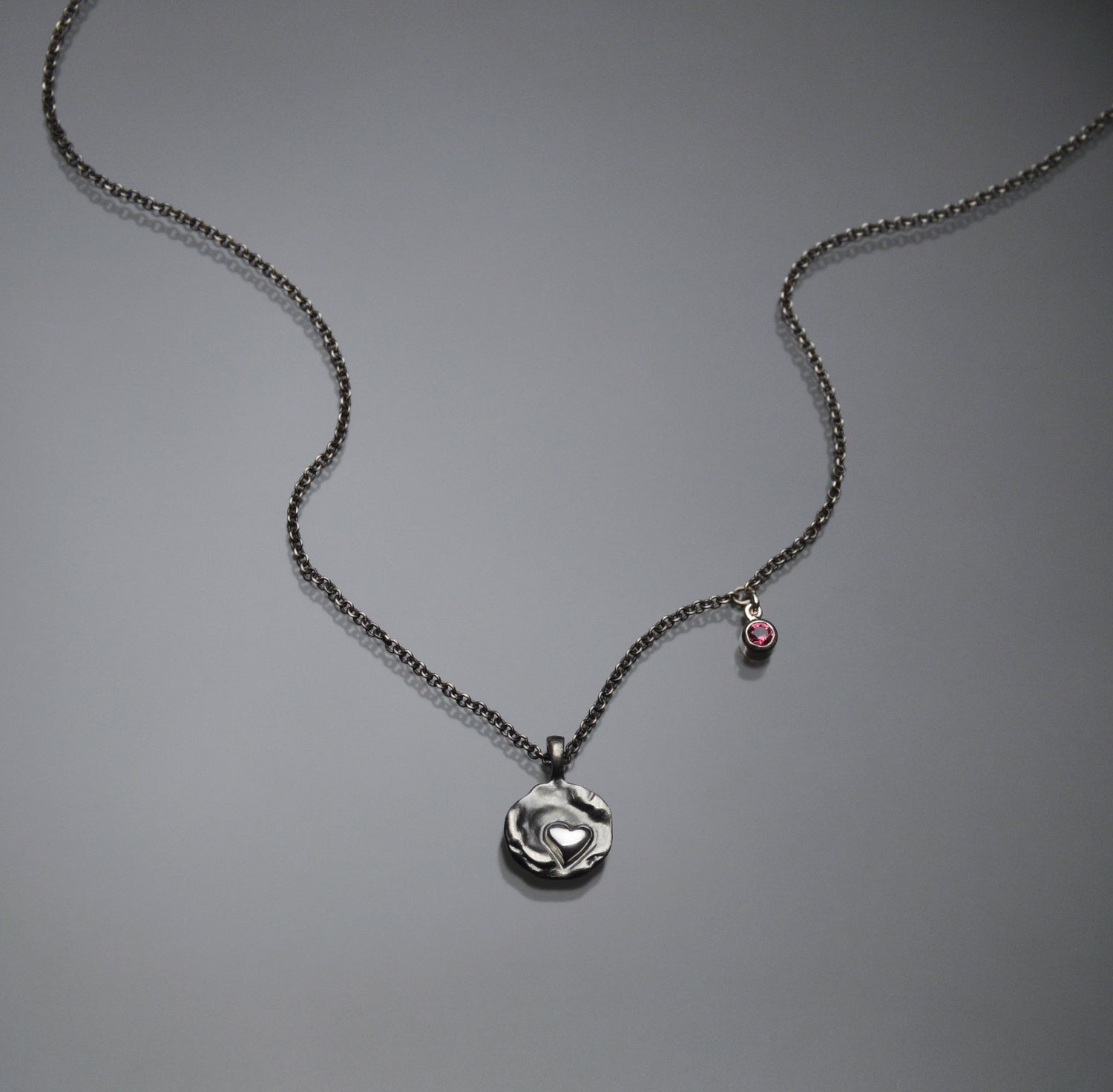 Sardara Watercast Heart Pendant with Grape Garnet Accent