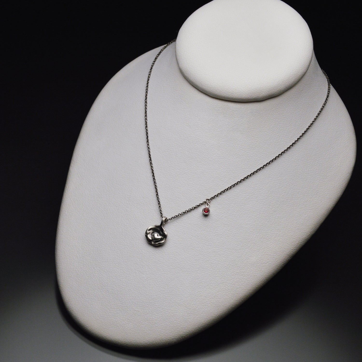 Sardara Watercast Heart Pendant with Stone Accent
