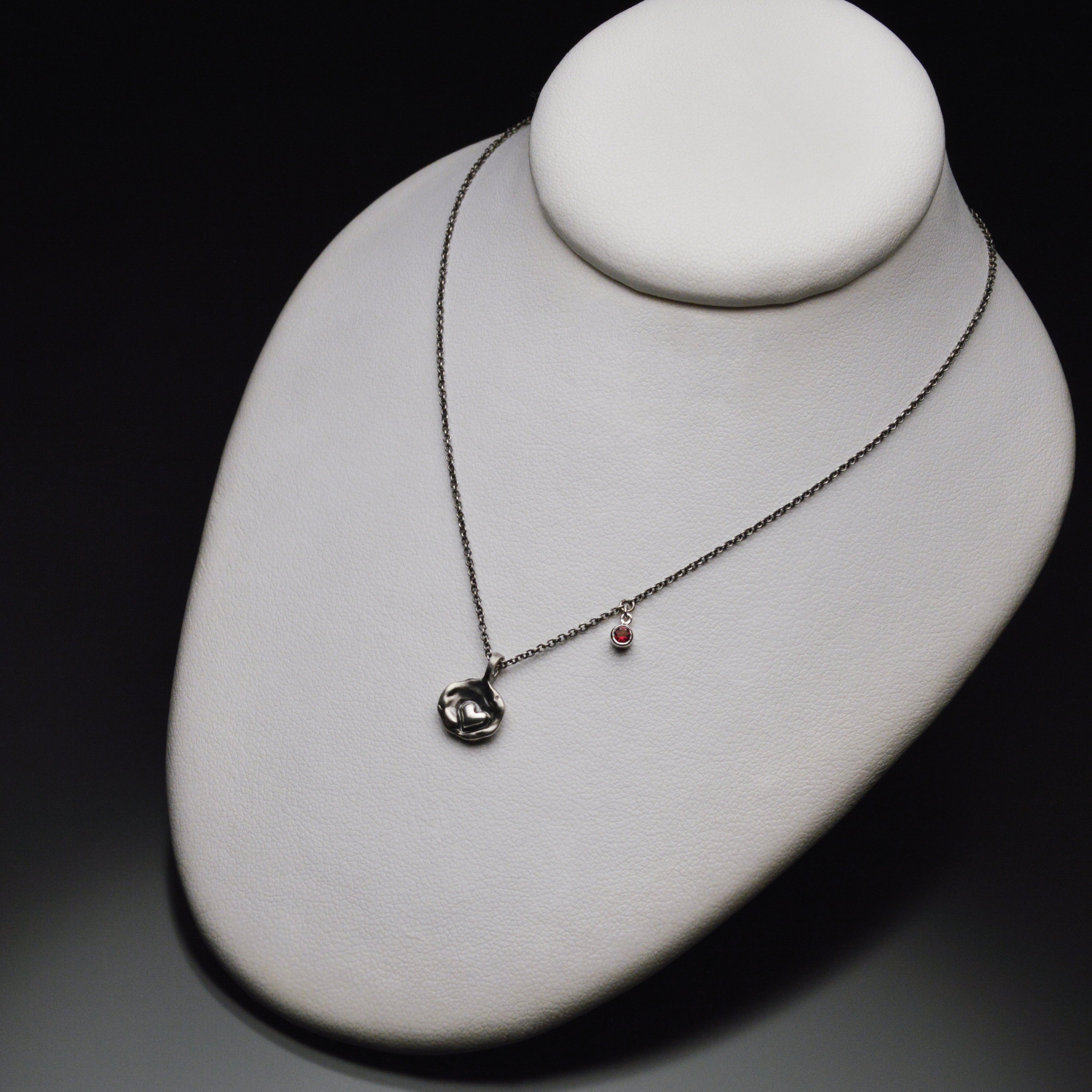 Sardara Watercast Heart Pendant with Stone Accent