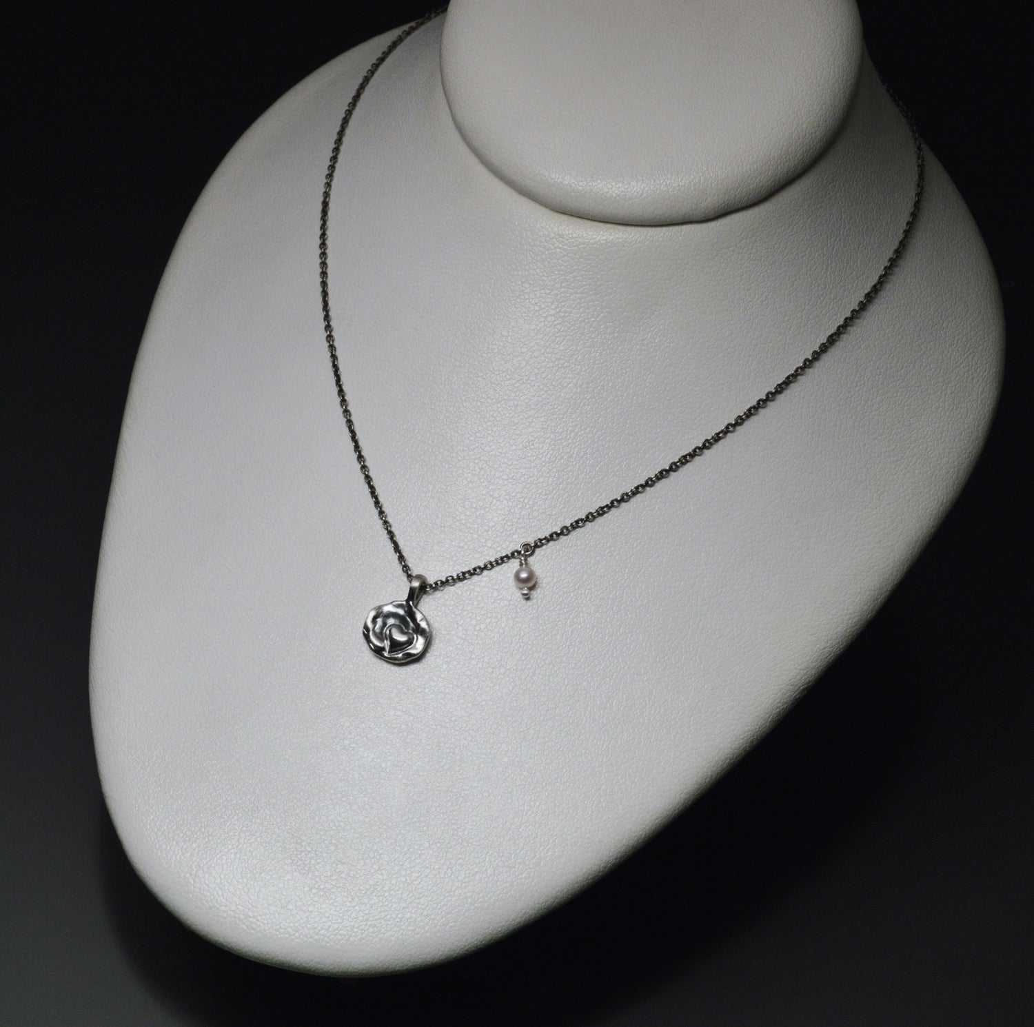 Sardara Watercast Heart Pendant with Stone Accent