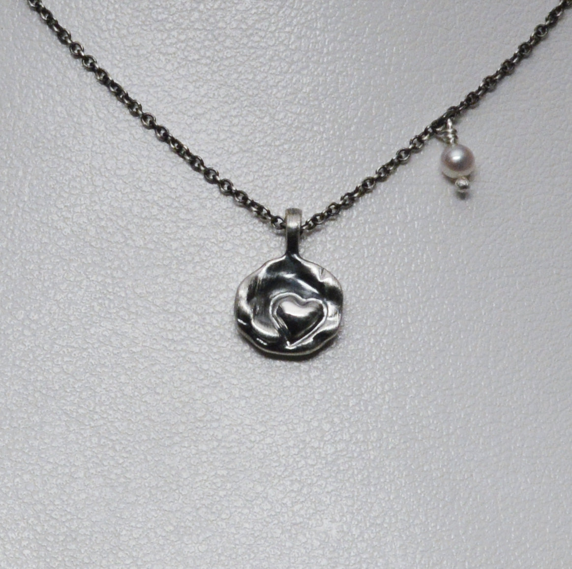 Sardara Watercast Heart Pendant with Stone Accent