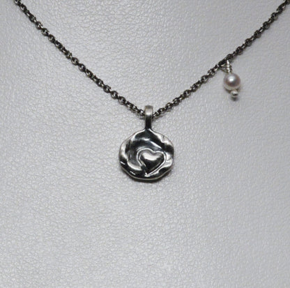 Sardara Watercast Heart Pendant with Stone Accent