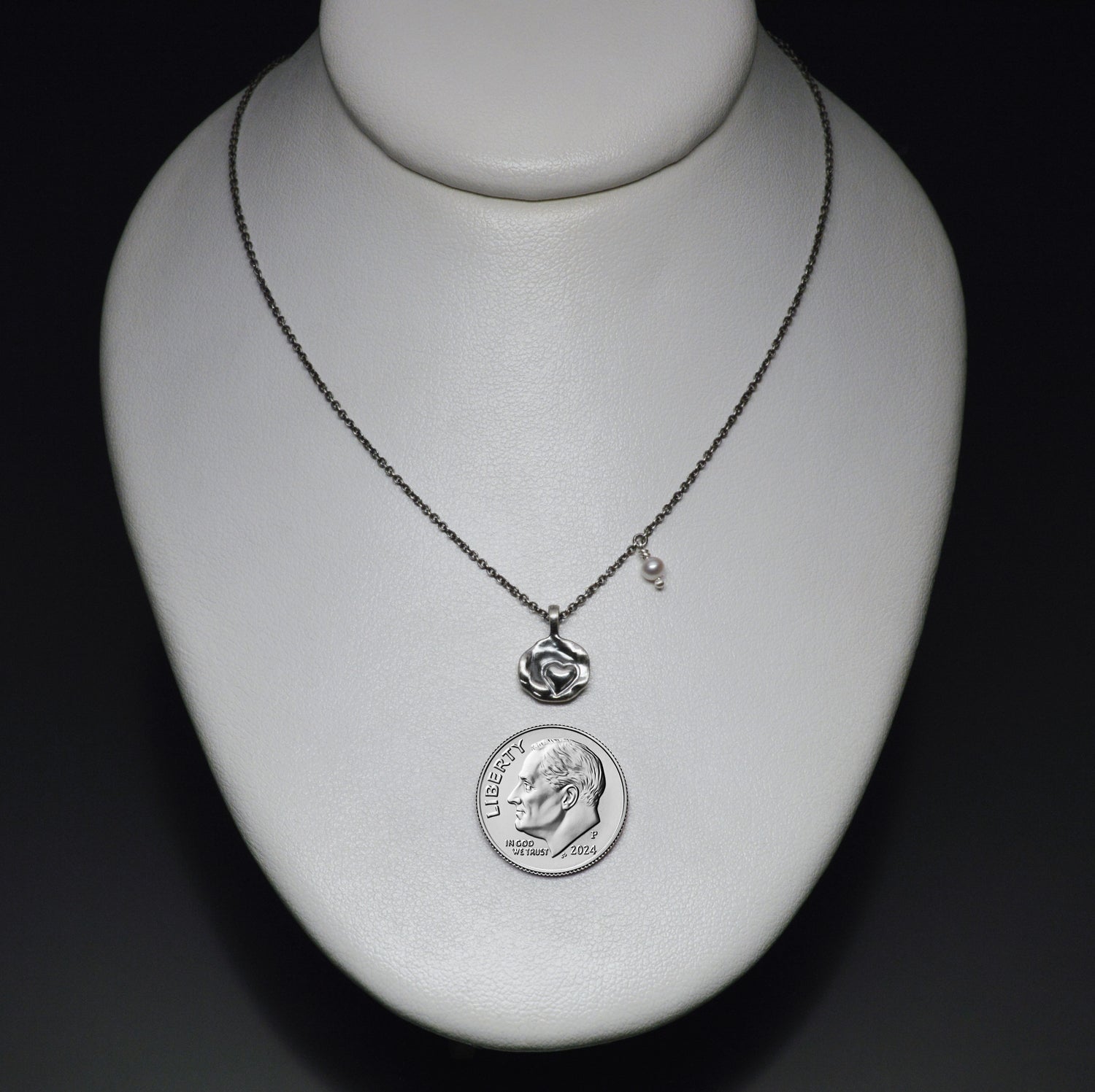 Sardara Watercast Heart Pendant with Stone Accent