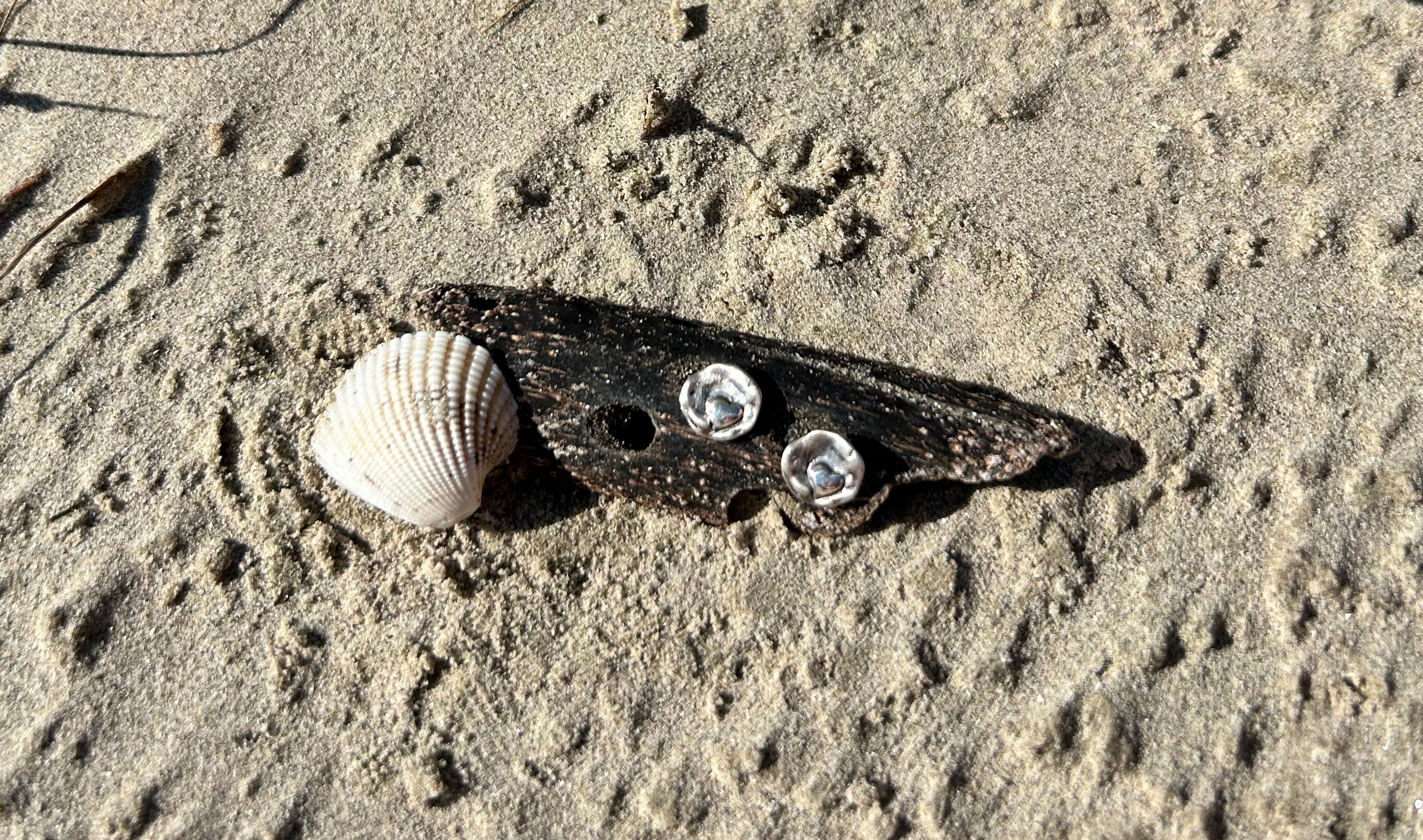 Sardara Watercast Heart Stud Earrings