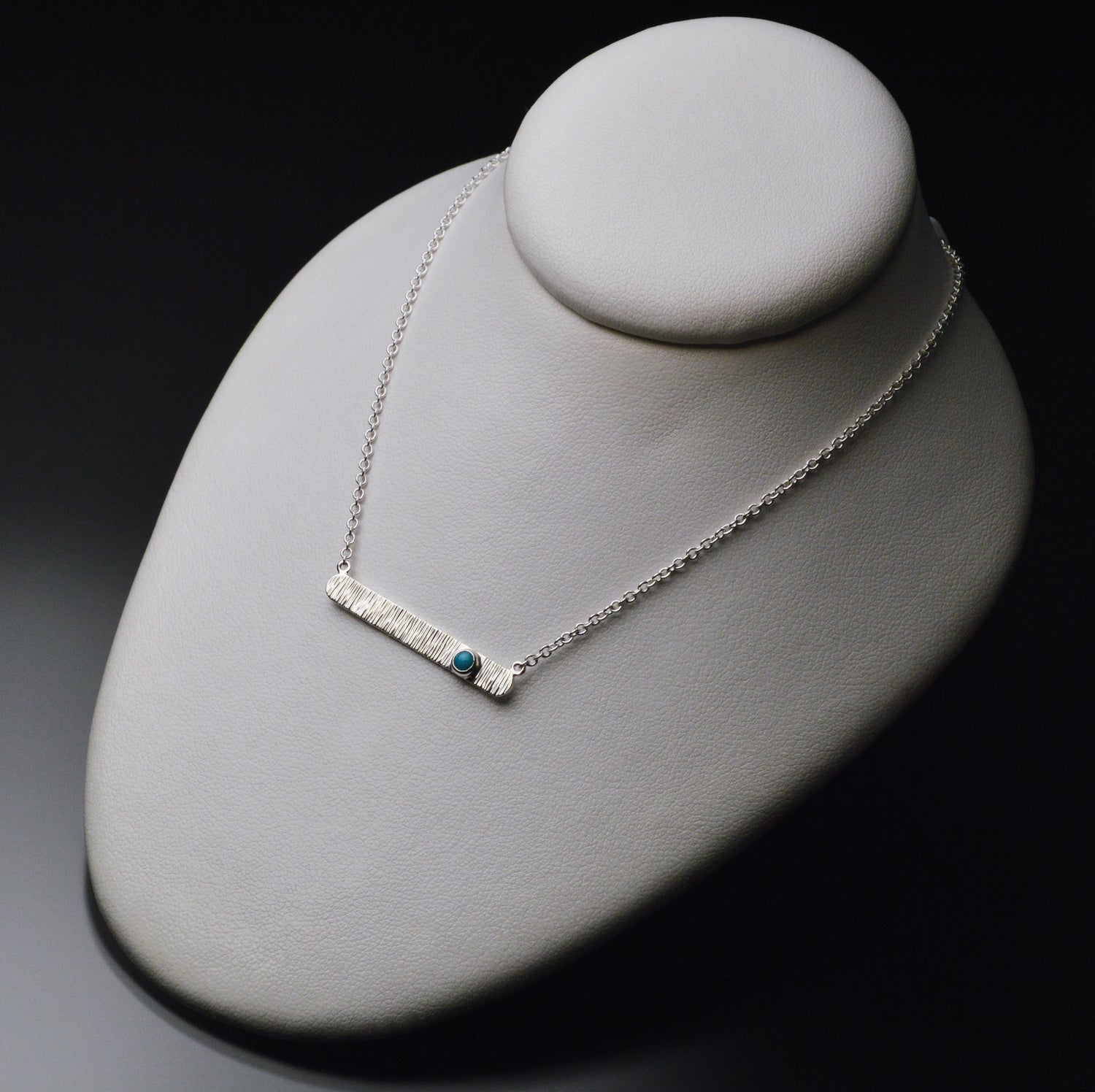 Textured Bar Pendant with Gemstone