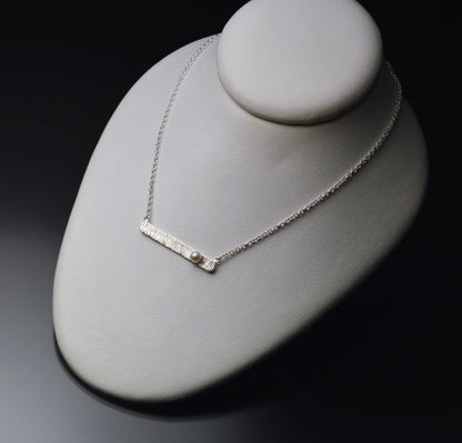Textured Bar Pendant with Pearl