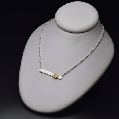 Textured Bar Pendant with Pearl